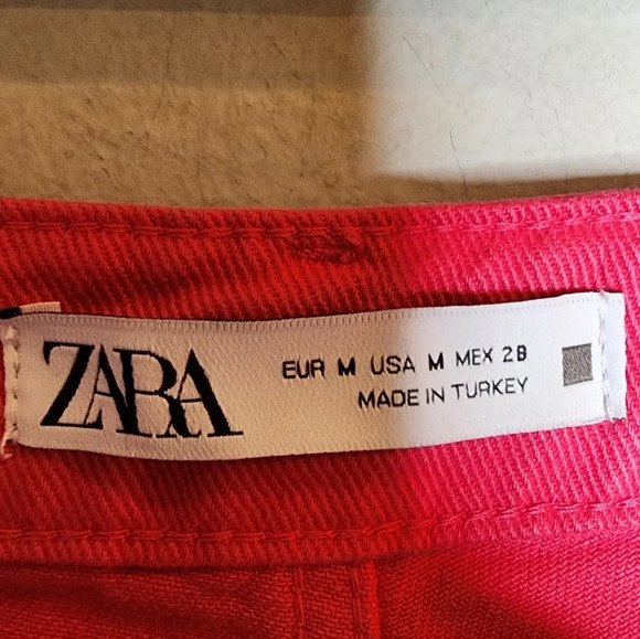 NWT Zara Hot Pink Denim Asymmetrical Skort Wrap Front Size Medium - Picture 4 of 15